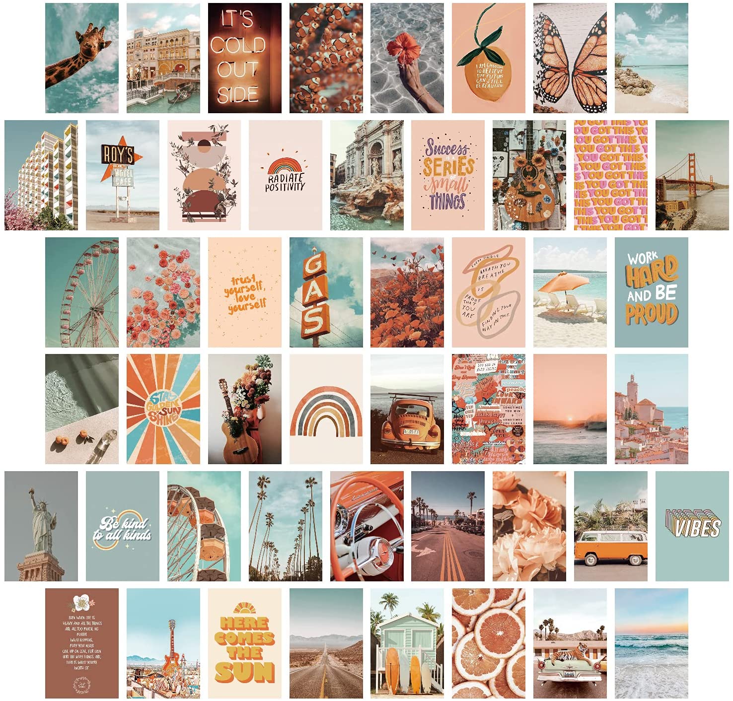 Kit of 50 4" x 6" Vintage Decor Collage, Color: Boho