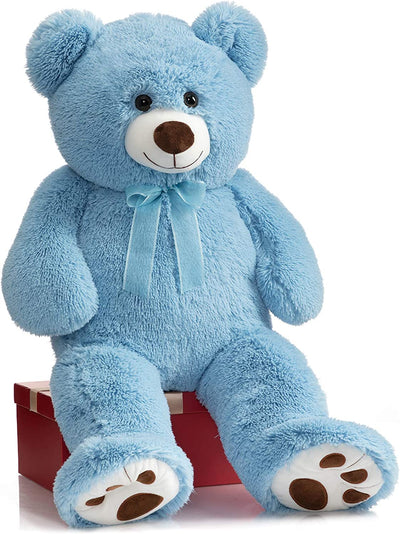 Giant Teddy Bear with Paw Prints 36 inches Blue