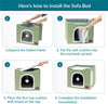 Large pet cave with hanging ball and scratch pad 16.5 x 16.5 x 14