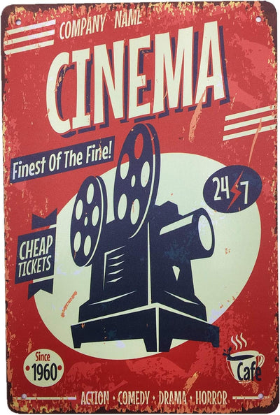 Vintage metal poster, movie cinema, 12" X 8"