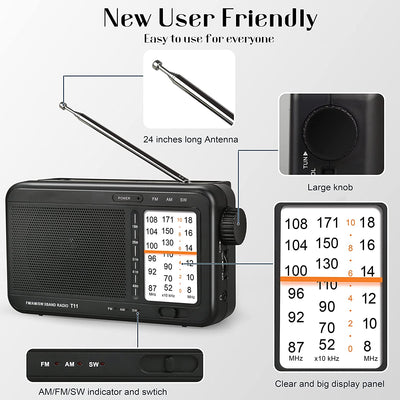 3D Cell Battery Operated AM FM SW Portable Transistor Radio