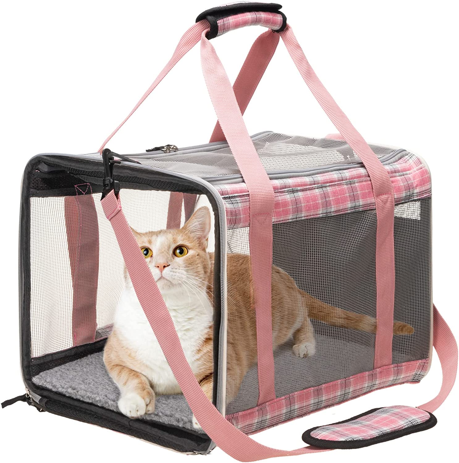 17 inch large pet carrier, pink