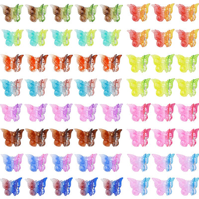 50 Pieces Butterfly Hair Clips 12 Gradient Jelly Colors