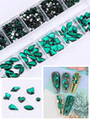 3D Nail Rhinestones for Acrylic Nail Art, Green