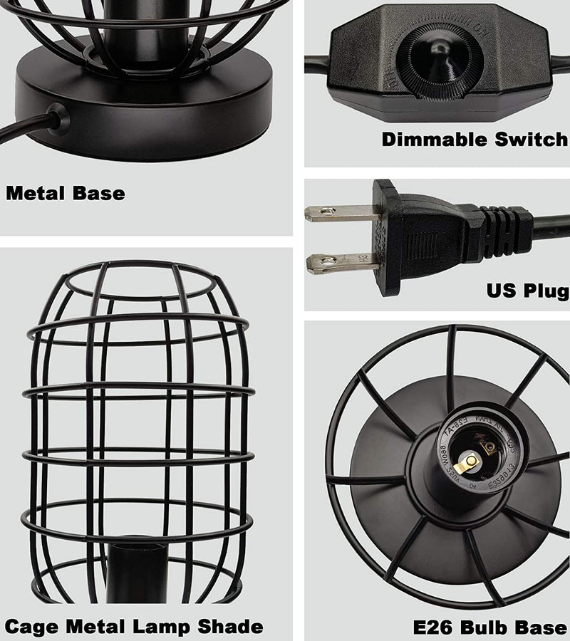 Industrial Vintage Metal Table Lamp With Switch (Color: Black)