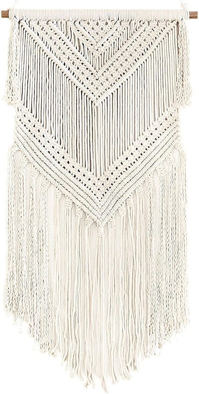 Macrame Wall Hanging Tapestry 16" x 36" Color (Beige)