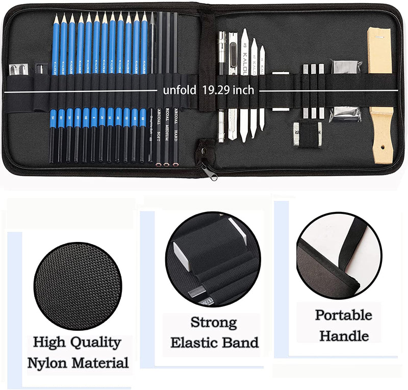 33-Piece Professional Drawing Pencil Set, Artist Portable Case