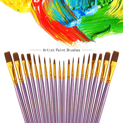 Acrylic paint brush set, 20 round brushes,Purple