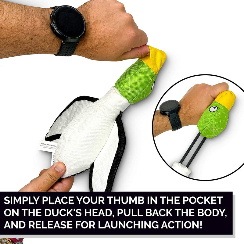 Interactive flying duck sling toy