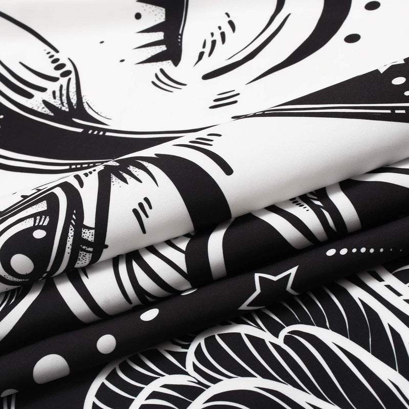 Burning Sun Tapestry, (Black White), Polyester