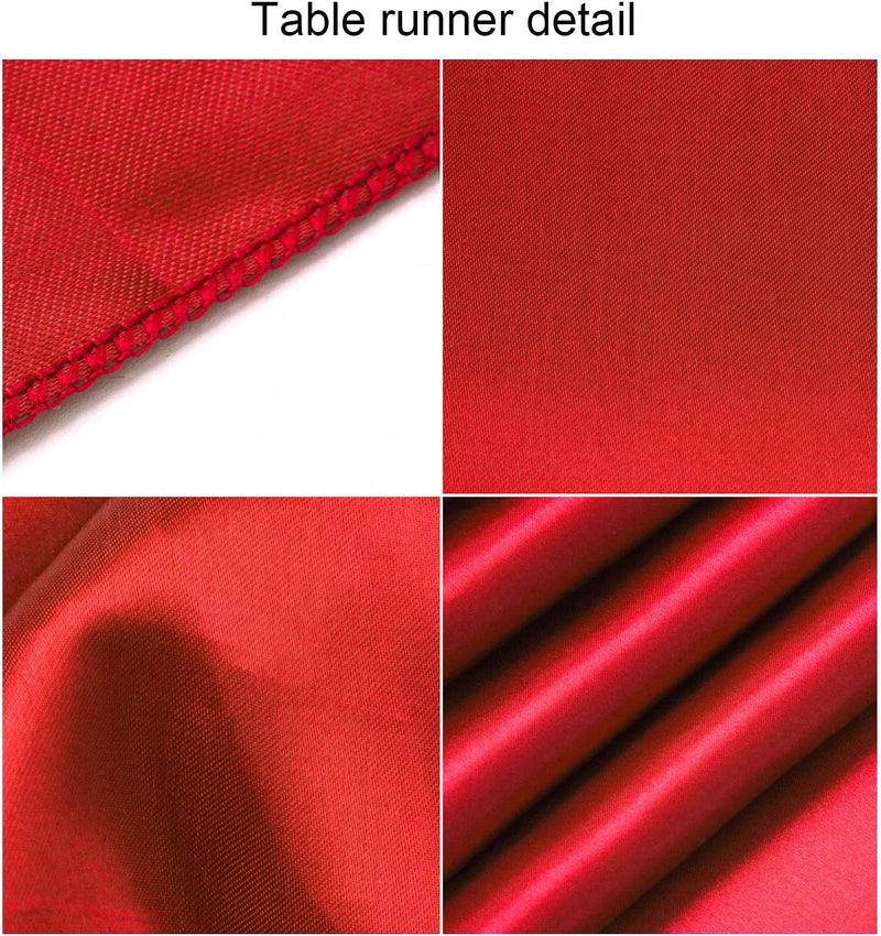 4 Pack 12" x 108" Long Red Satin Table Runners