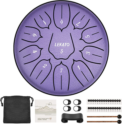 Steel tongue drum- 6 inch 11 tones, lavender purple