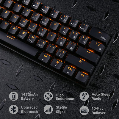 Wireless Mechanical Gaming Keyboard (Black) Swappable Blue Switch