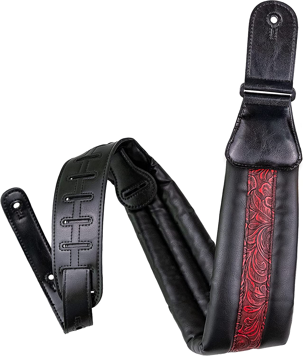 Leather Guitar Strap 3.5in Acoustic Bass Electric Neoprene Soft