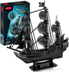 3D puzzle black pirate ship model kit, 180 pieces