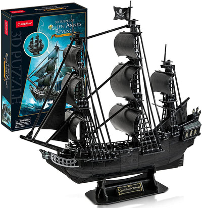 3D puzzle black pirate ship model kit, 180 pieces