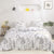 Set of sheets, white floral design, 1 bedspread and 2 slipcovers