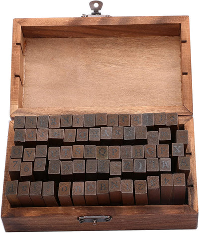 70 Vintage Wooden Number Alphabet Letter Rubber Stamps