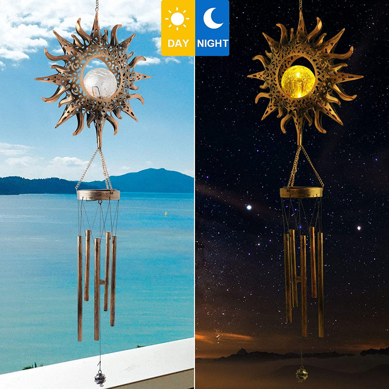 Metal solar wind chimes, gardening gifts