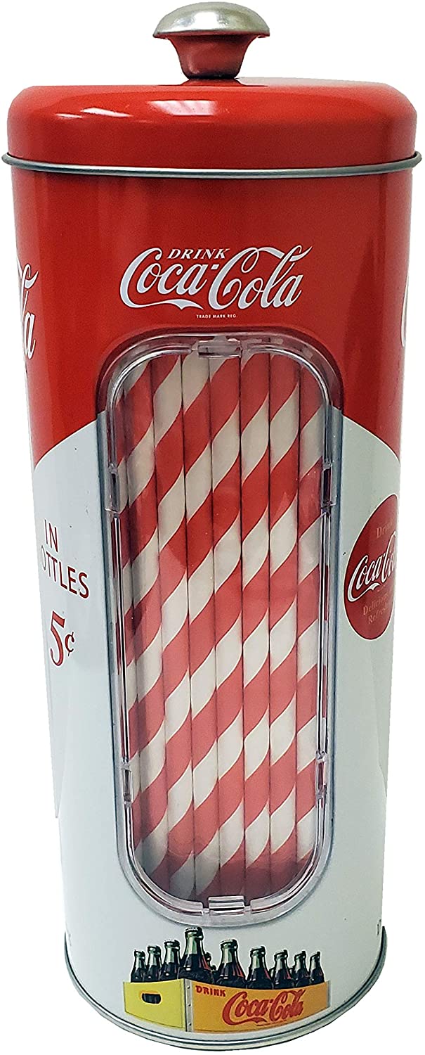 Collectible tin with 20 straws (Red and white)