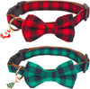 Christmas Pet Collar with Detachable Bow, size m, Red and Green