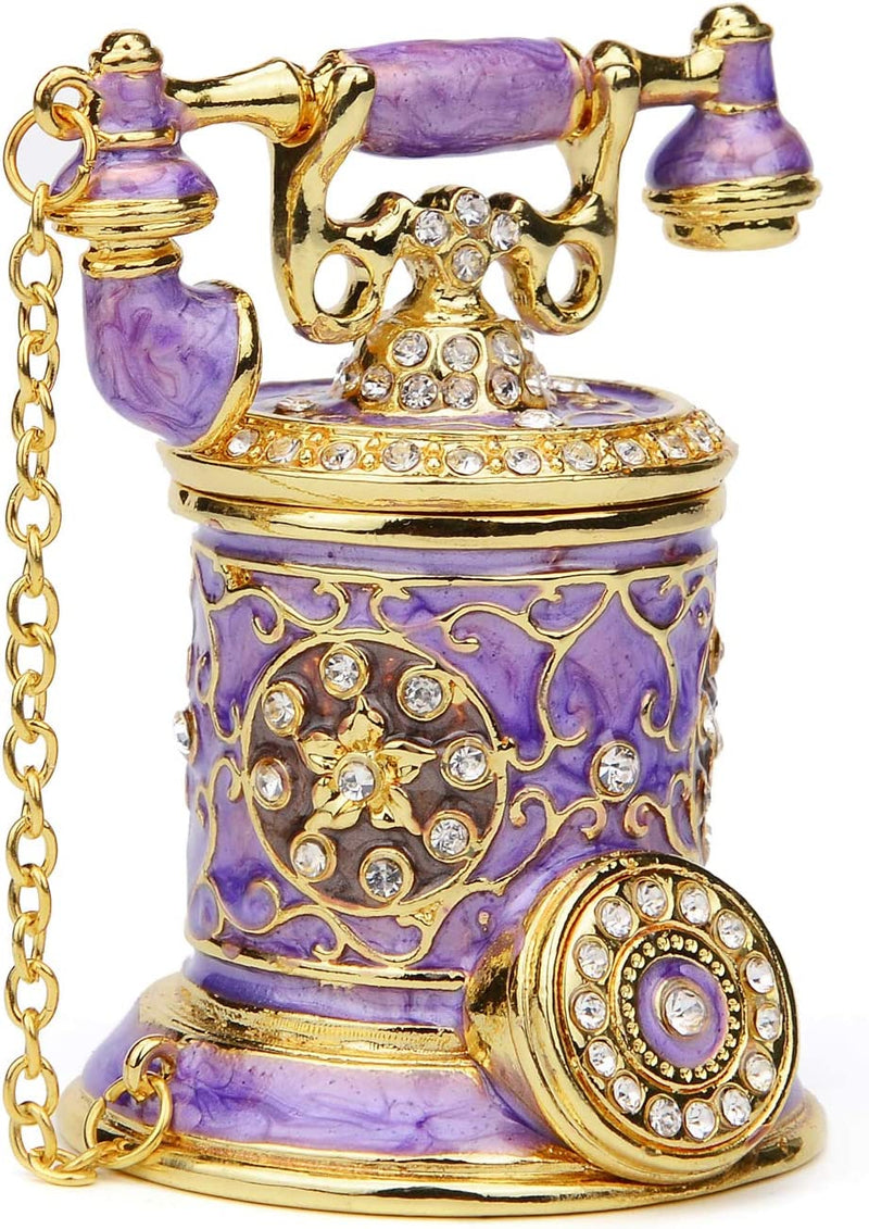 Vintage Telephone Trinket Box, Purple, 2.8x2.3x2.8 inch