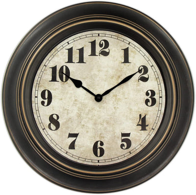 Retro round wall clock, 18 inch, balck gold