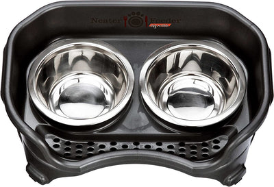 Raised pet bowls, stainless steel (black)