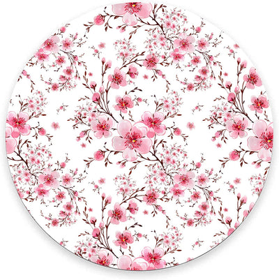 Round Mouse Pad Waterproof 7.9" x 0.12" Pink Flowers