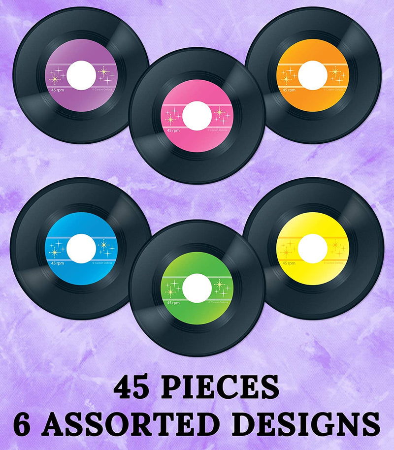 Vintage vinyl record decoration cutouts (45 pieces)