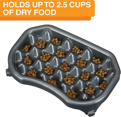 Slow Feed Dog Bowl (2.5 Cup Food/Gunmetal)