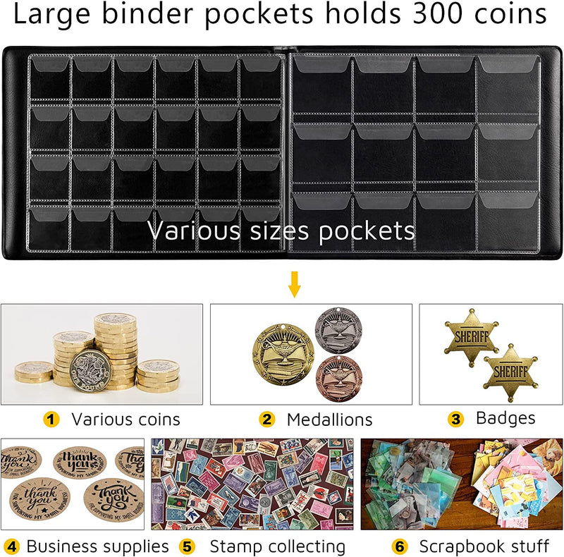 Collectible Coin Albums, 300 Pockets, Green