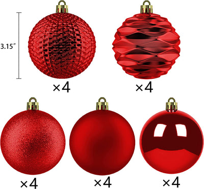 Christmas Ball Ornaments 3.15" Shatterproof