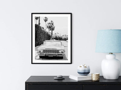 Black and white car poster for wall decor, no frame, the road