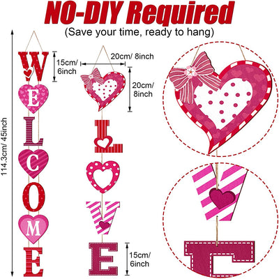 vertical hanging signs for valentine's day, 2pcs