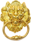 golden door handle classical knocker with lion head