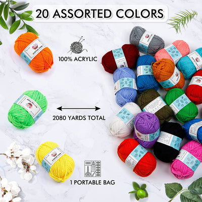 Large acrylic yarn balls, 73 pieces of crochet accessories.