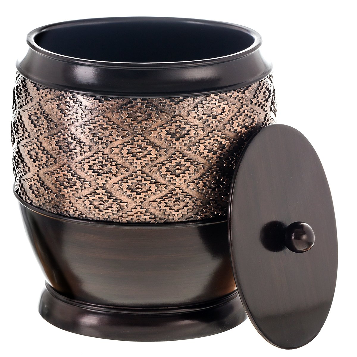 Decorative Trash Can, Small with Lid (Brown)