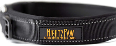 Reflective Padded Dog Collar for Running, Color: Black