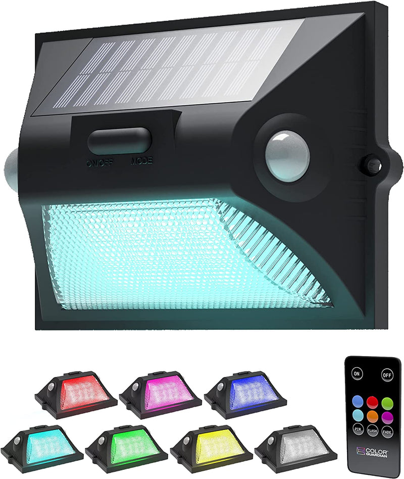 Multi-Color Remote-Controlled Motion Sensor Solar Light for Outdoor Walls