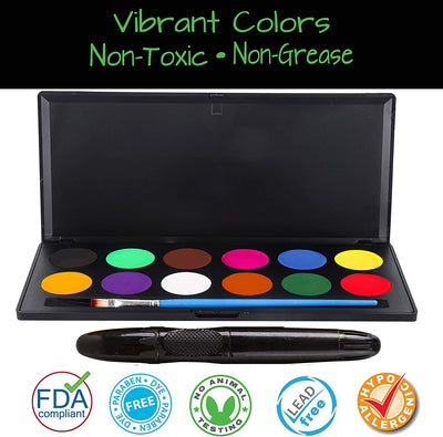 Face makeup, 12 color professional paint kit