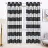 Striped Window Curtains for Bedroom 52" x 84" 2 Panels, Dark Grey