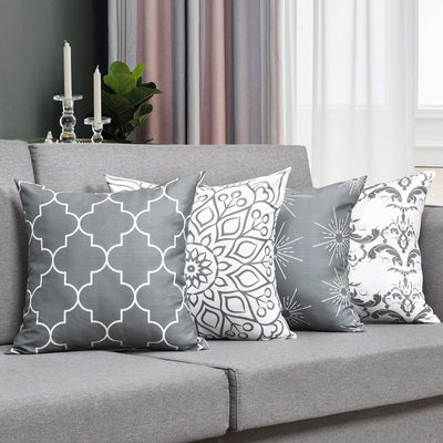 Gray and White Modern Decorative Pillowcases, 22 x 22 Inches