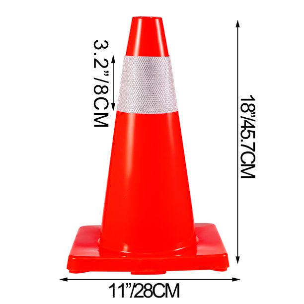 12-Pack 18-Inch Traffic Cones, Parking Safety Cones