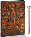 Embossed vintage leather journal notebook. Phoenix(RedBronze)