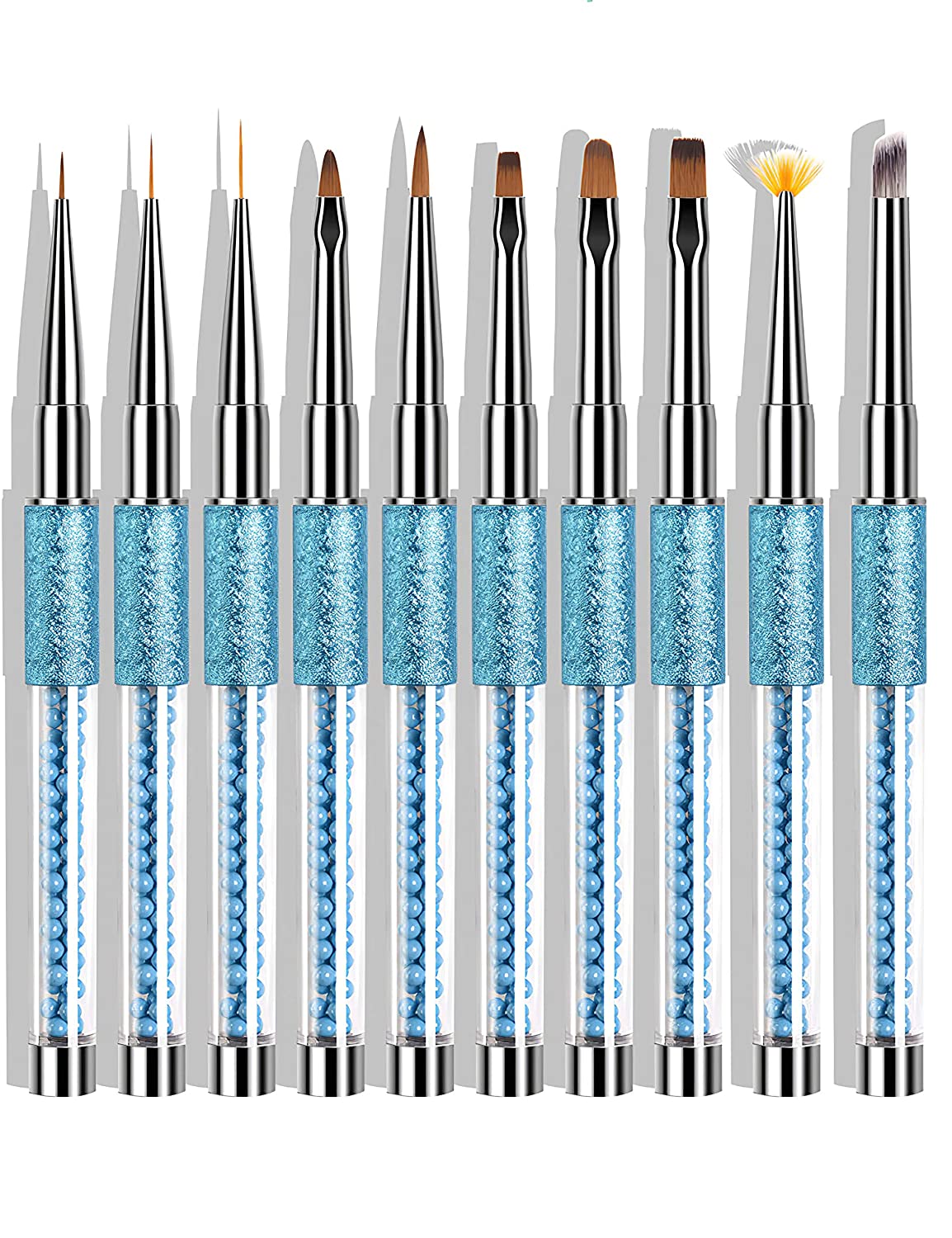 10 acrylic nail art application brushes