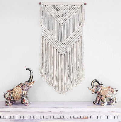 Macrame Wall Hanging Tapestry 16" x 36" Color (Beige)