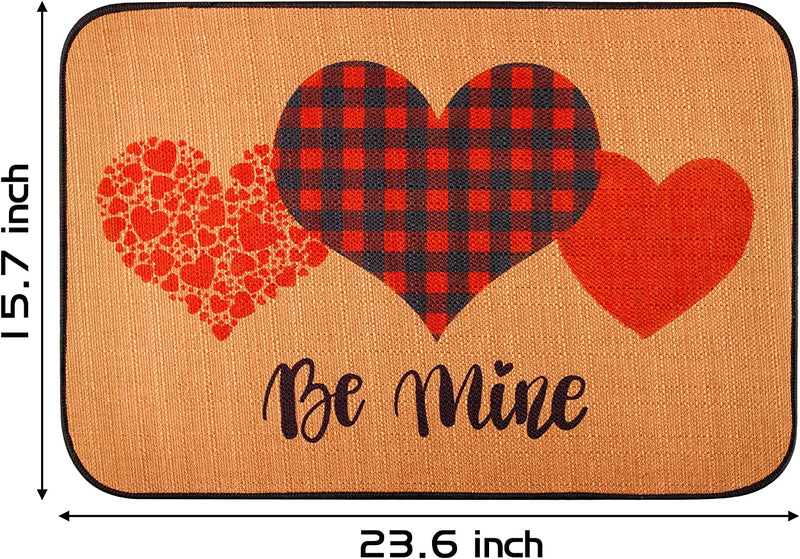 Valentine's doormat with heart design, red and black