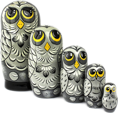 Russian Nesting Dolls, (5 Owl Dolls)