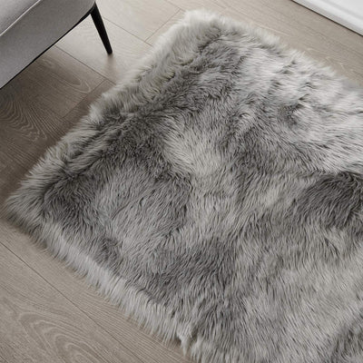 Ultra Soft Faux Fur Area Rug Grey 2x4 Feet (R)